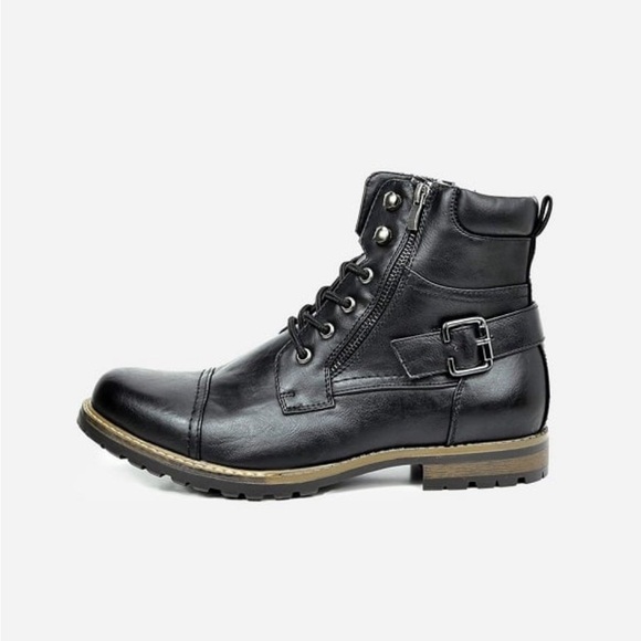 BRUNO MARC Men's Motorcycle Combat Boots Black NIB - Picture 1 of 6